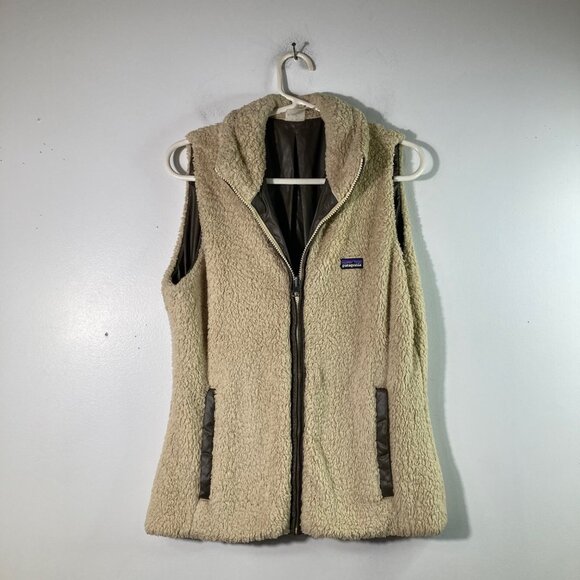Womens Patagonia Reversible Los Gatos Vest Cream Brown L - Picture 1 of 6